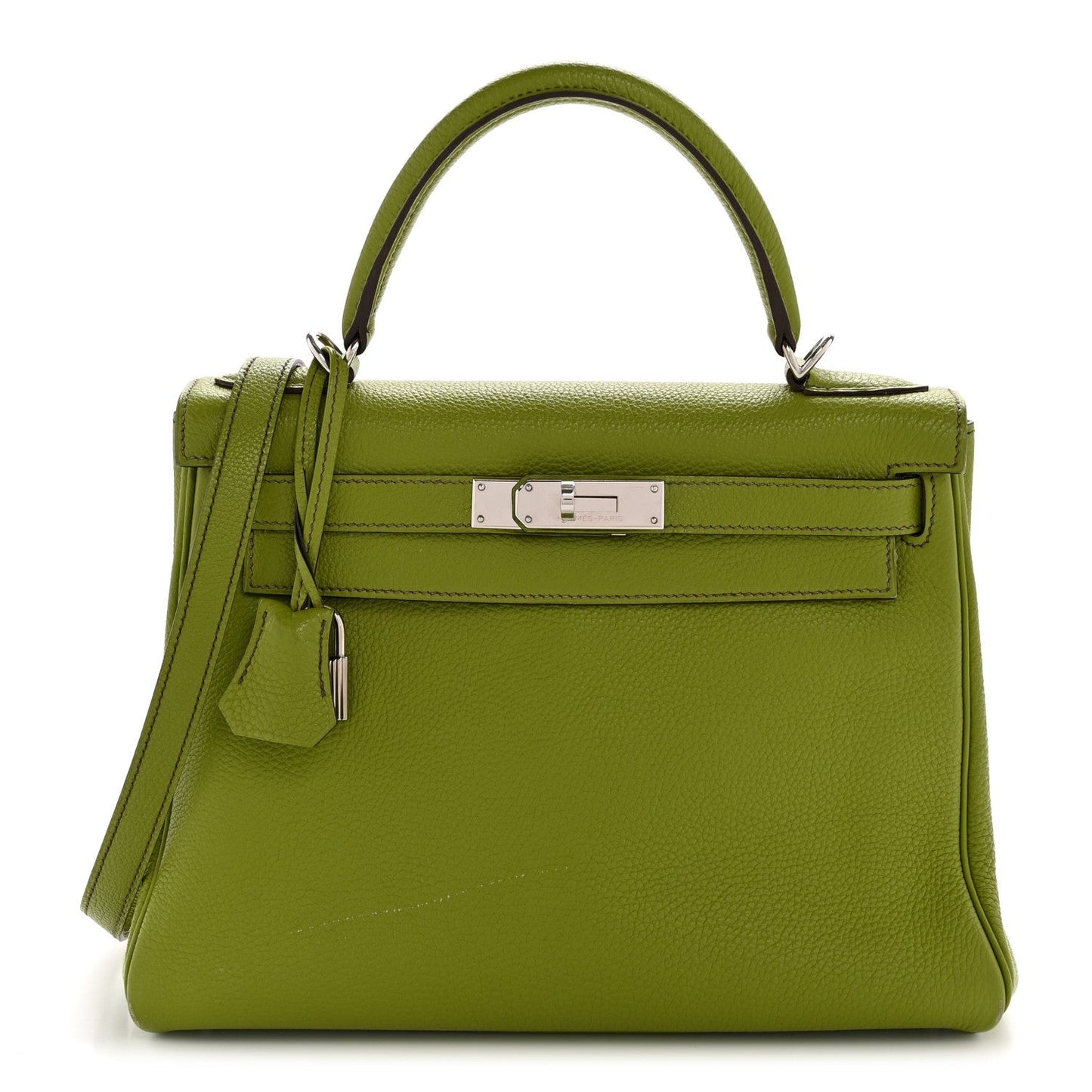 Hermes Taurillon Clemence Kelly Retourne Vert Anis Handbag Travel Bag