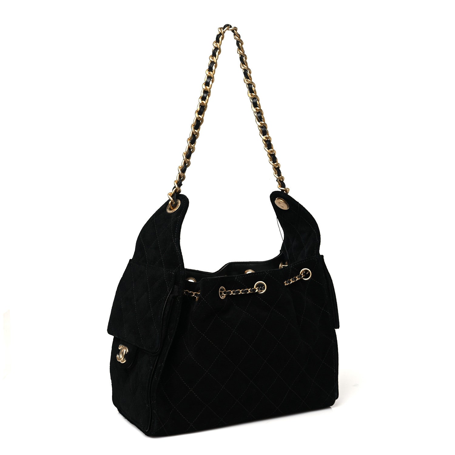 Chanel Suede Quilted Small 25 Handbag Black