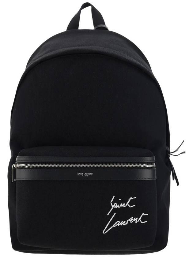 YSL Saint Laurent Saint Laurent Trending Embroidered City Backpack Canvas Black