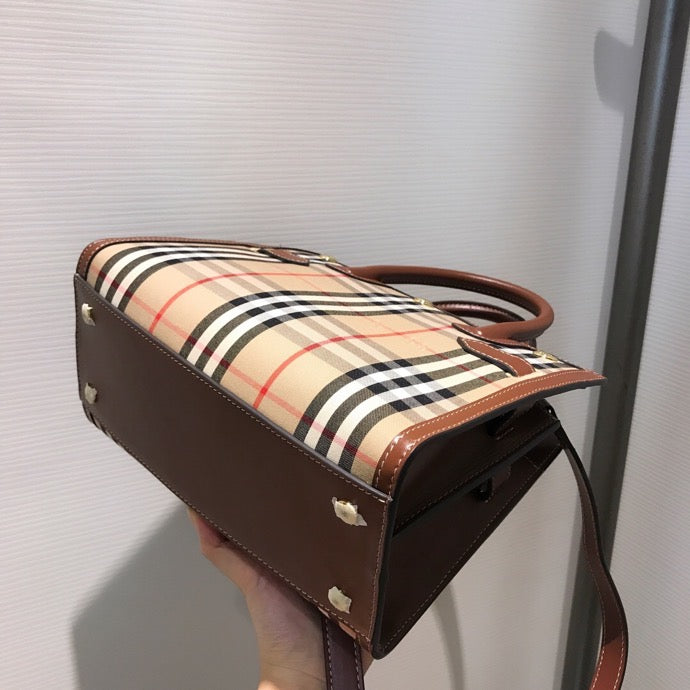 Top Quality Check Two Handle Title Bag Beige Mini Travel Bag 80252671 5059