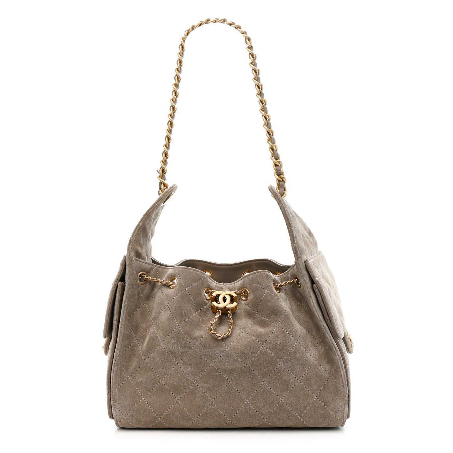Suede Quilted Small Chanel 25 Handbag Dark Grey 3