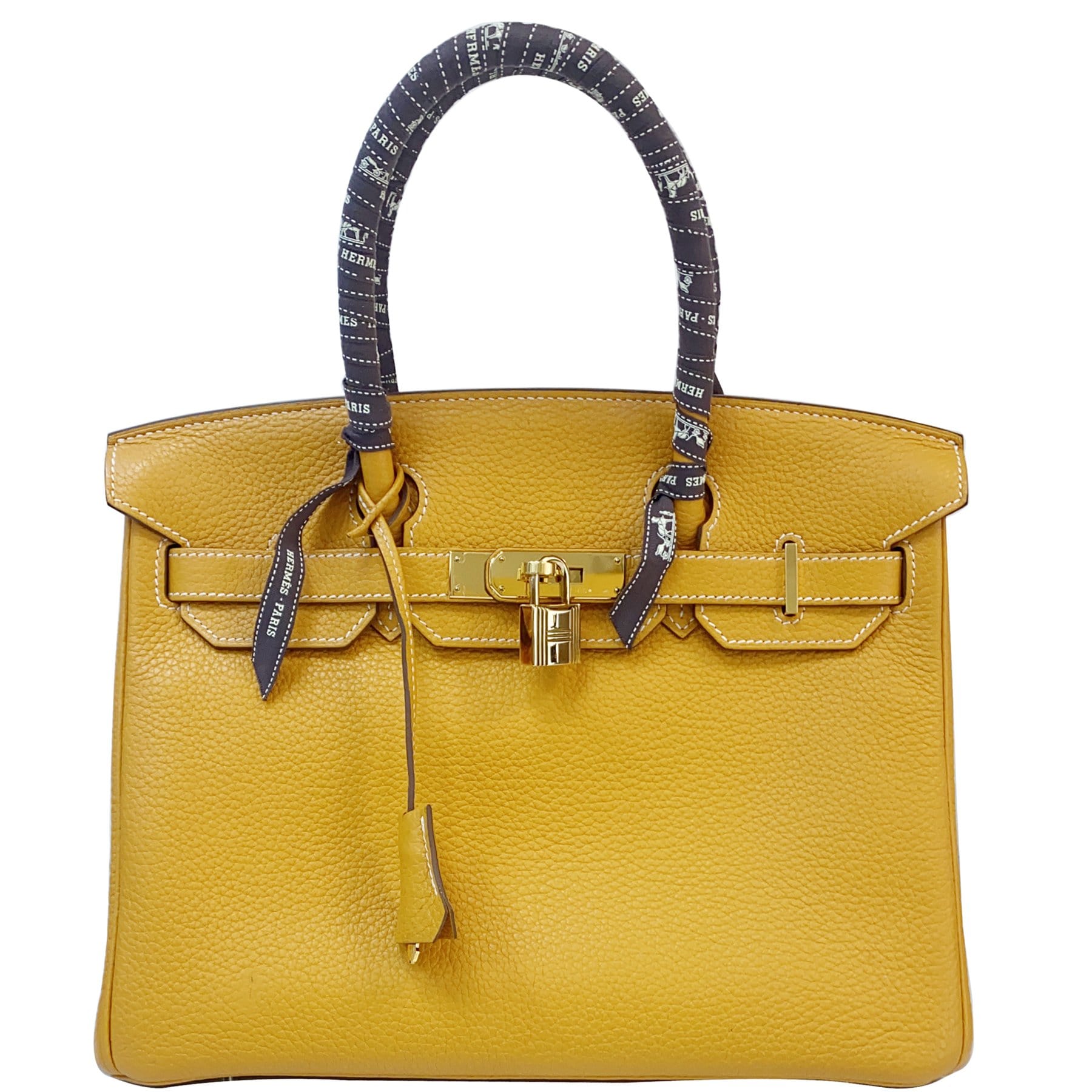 Hermes Birkin Clemence Tote Bag Mustard Leather