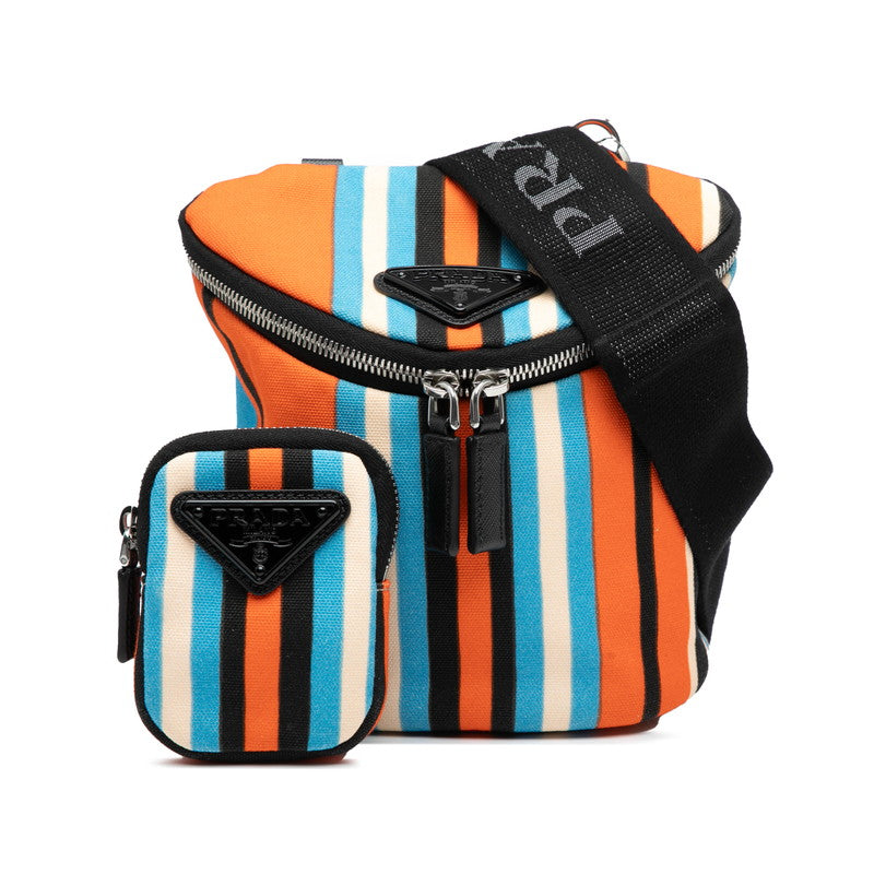 Prada 2Vh147 Shoulder Bag Leather Canvas Leather Shoulder Bag
