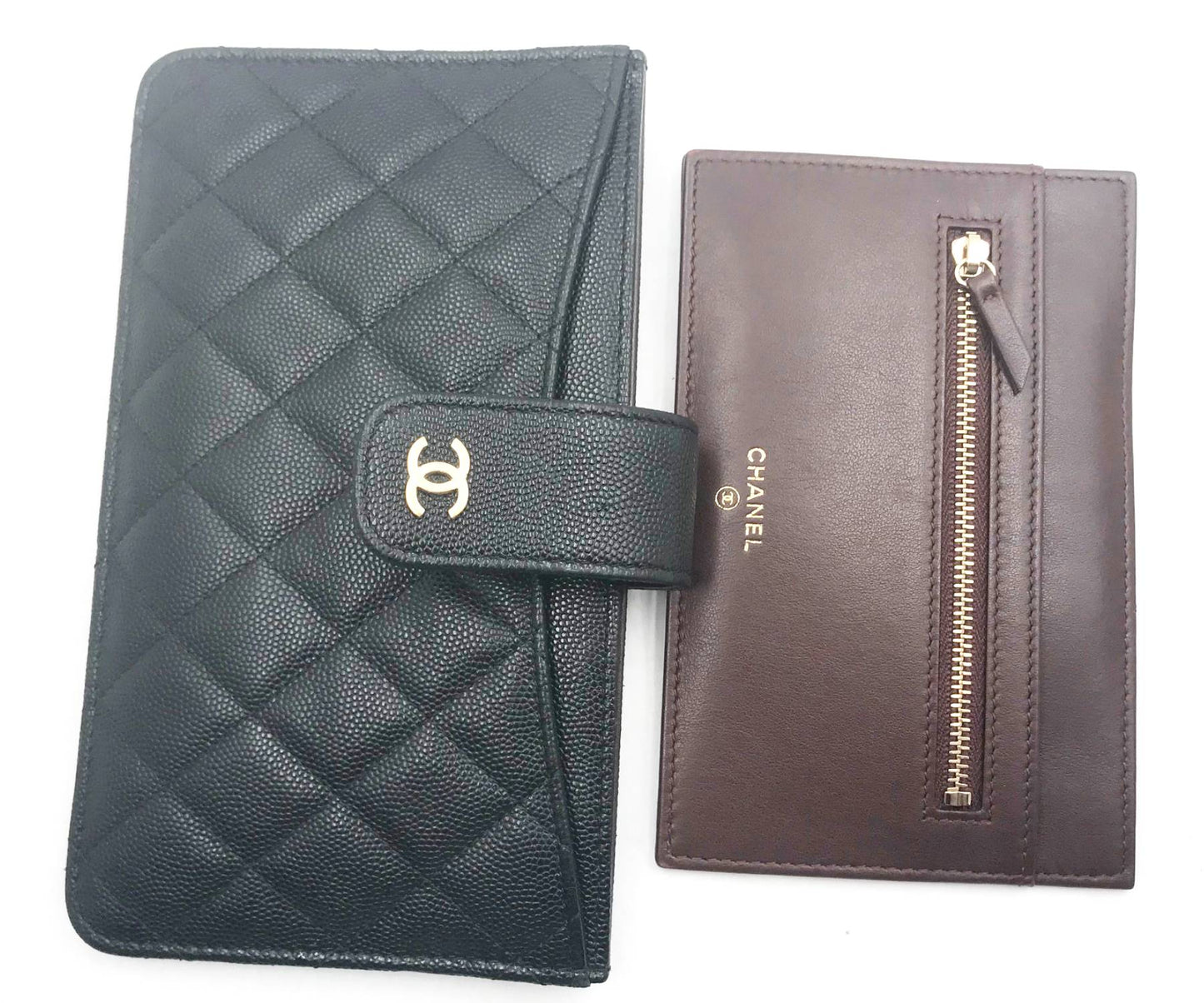 Chanel Classic Black Caviar  Set Pouch Long Wallet