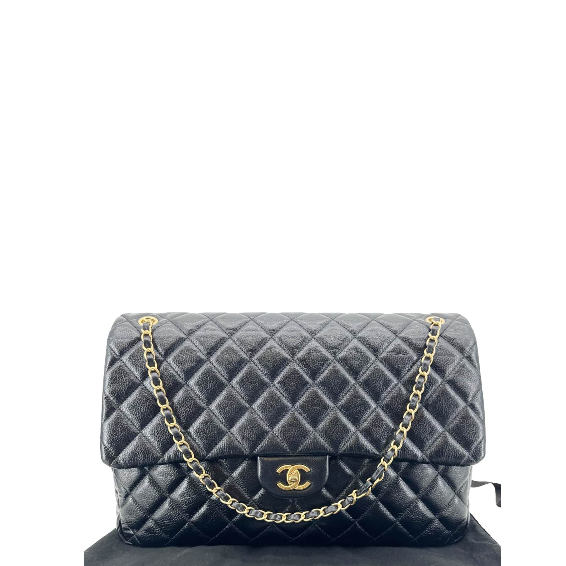 Chanel XXL Flap Leather Lambskin Black Travel Bag