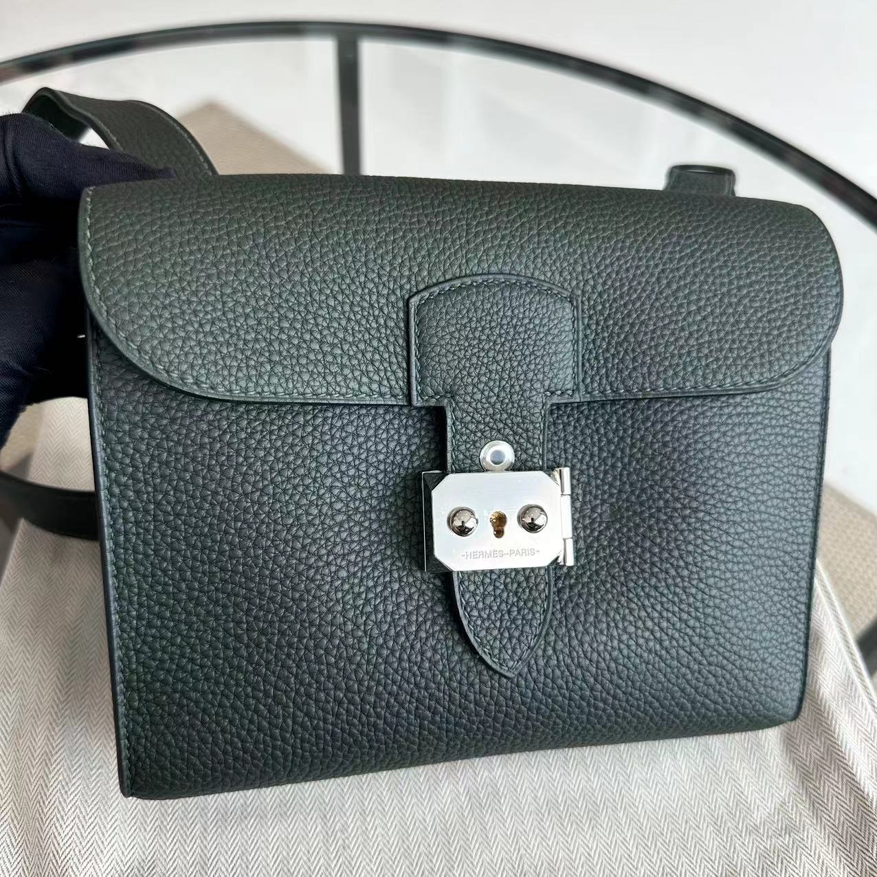Hermes Sac Depeches Veau Togo Hardware Handbag Silver Travel Bag