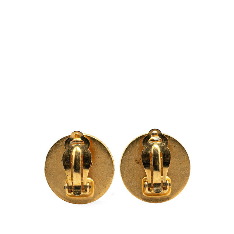 Chanel Gold Plated Coco Mark Round Shell Earrings 95A Bag