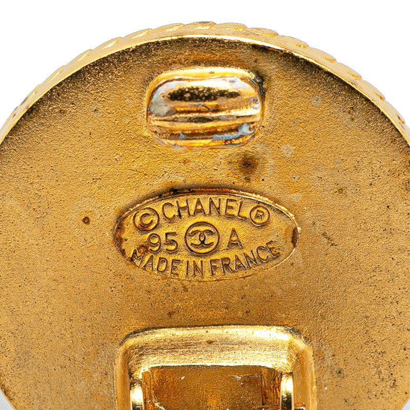 Chanel Gold Plated Coco Mark Round Shell Earrings 95A Bag