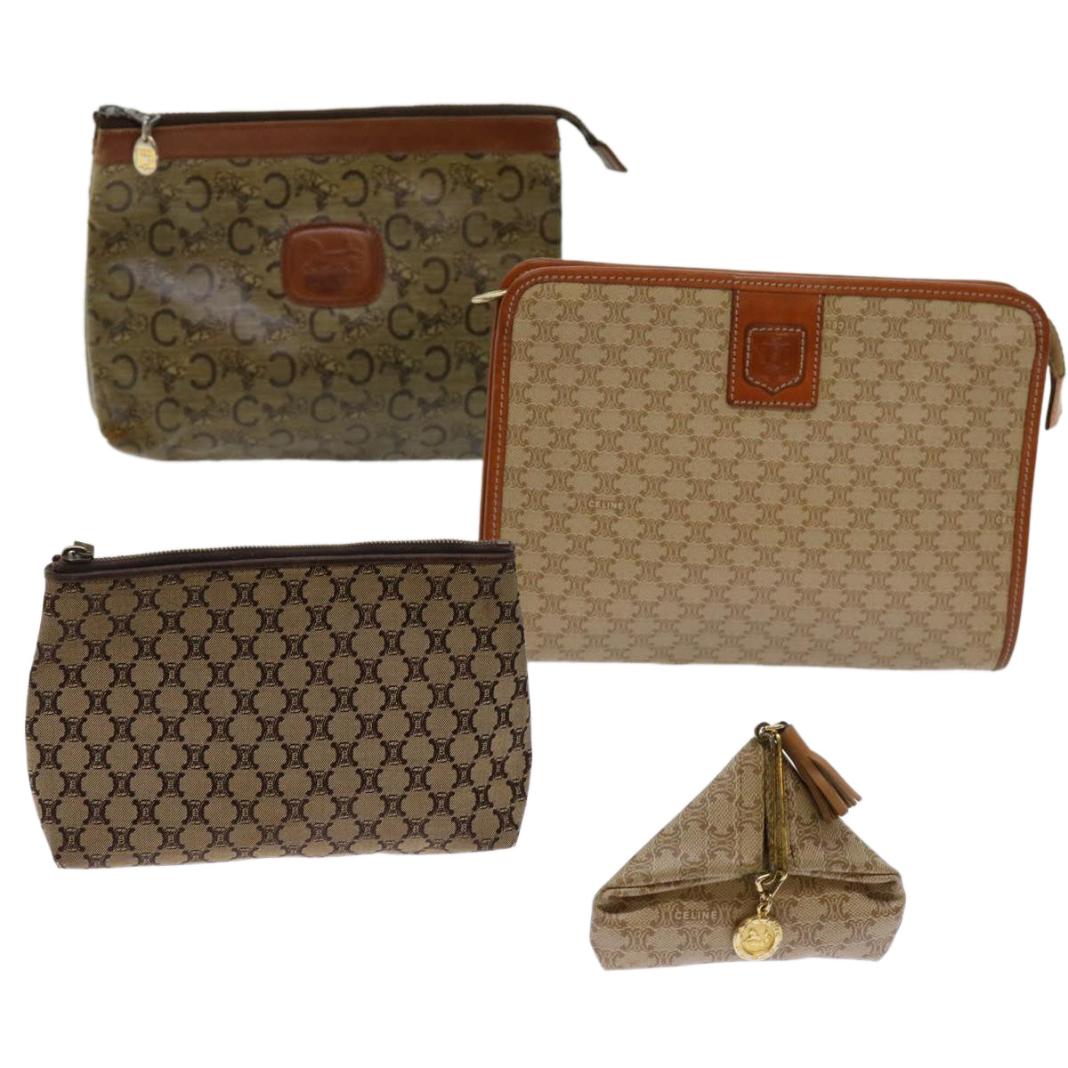 Luxury Macadam Clutch Bag Coated Set Canvas Brown