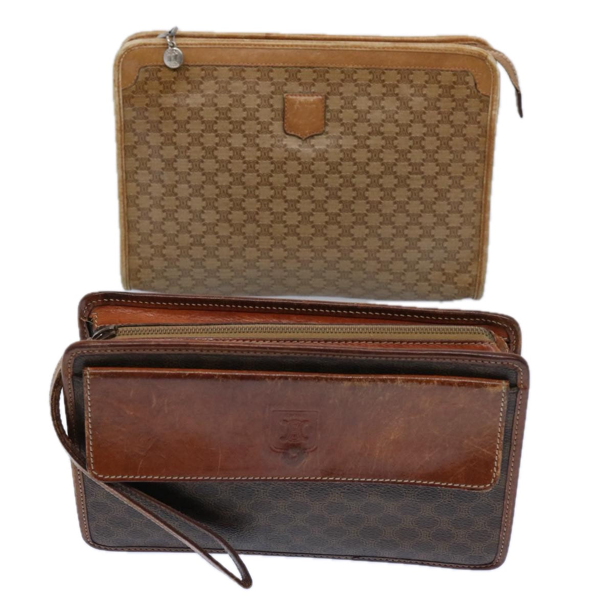 Luxury Macadam Clutch Bag Pvc Set Beige Leather Canvas Brown Beige
