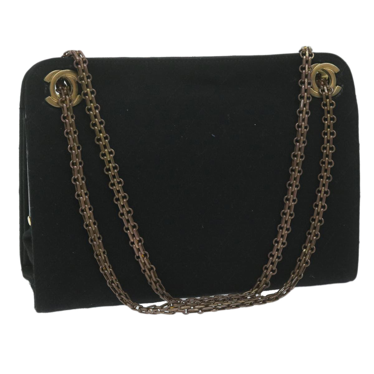 Chanel Chain Shoulder Bag Cotton Black CC Auth bs