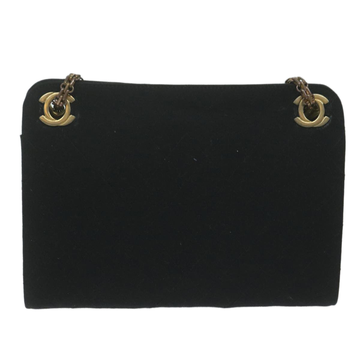 Chanel Chain Shoulder Bag Cotton Black CC Auth bs