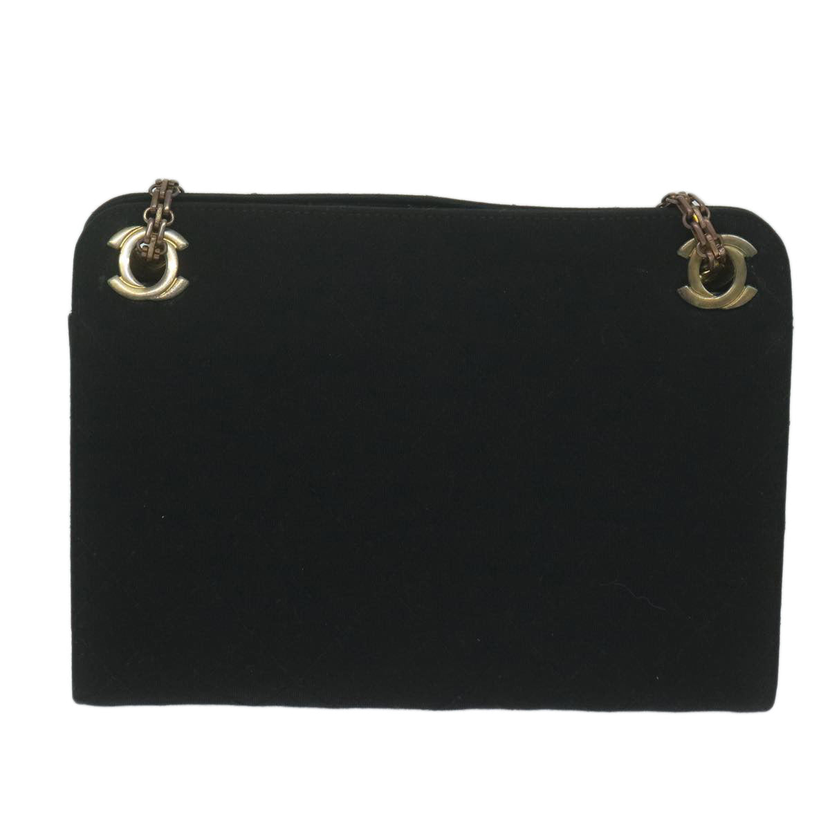 Chanel Chain Shoulder Bag Cotton Black CC Auth bs