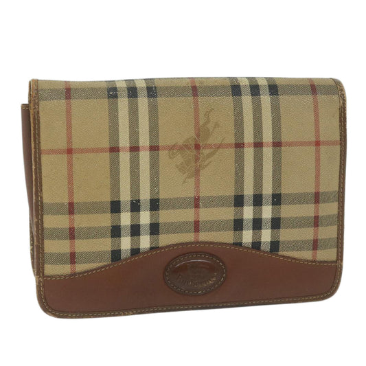 Burberry Luxury ss Nova Check Clutch Bag Pvc Auth Leather Beige Beige Auth Bs11501