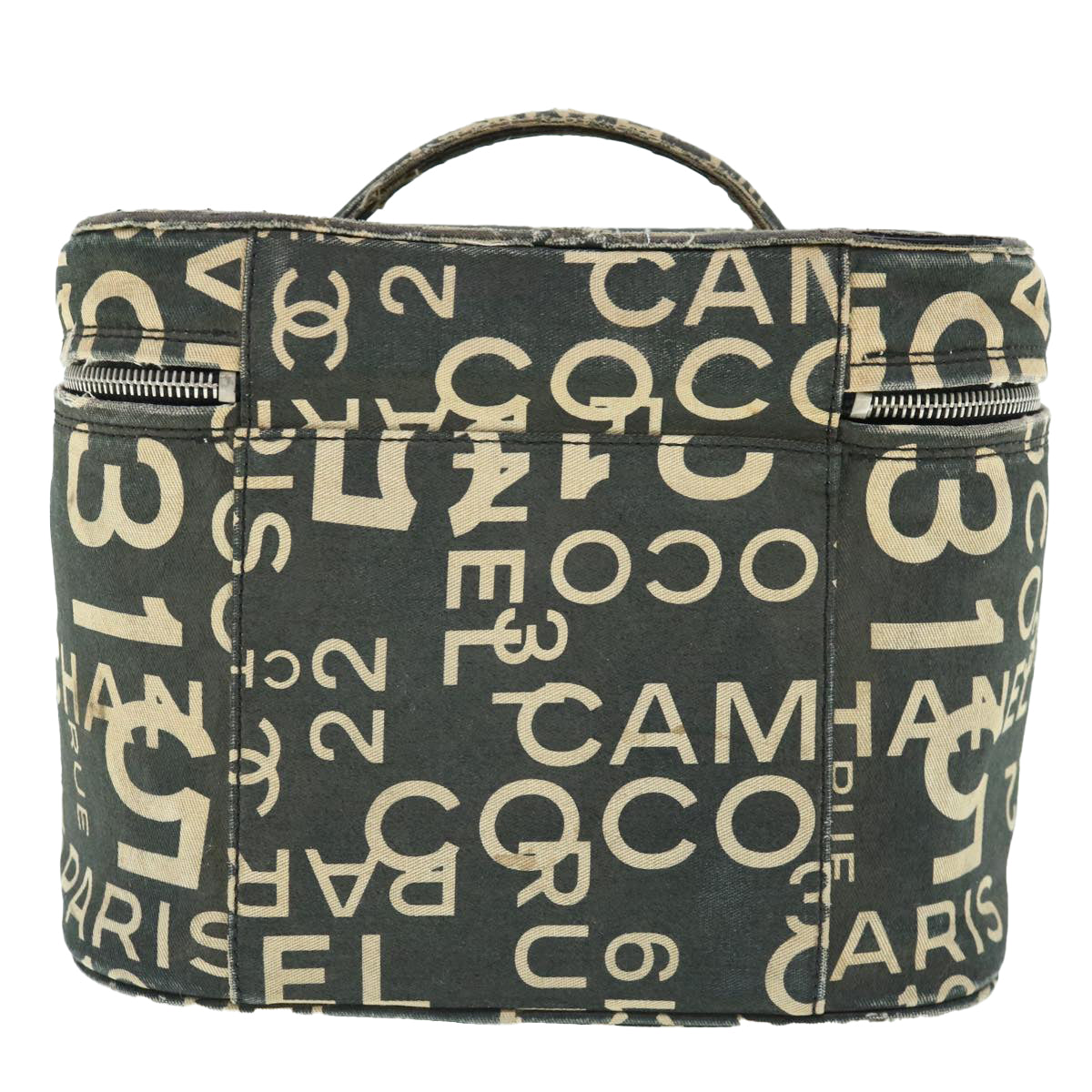 Chanel Bycy Vanity Cosmetic Pouch Canvas Black CC Auth bs