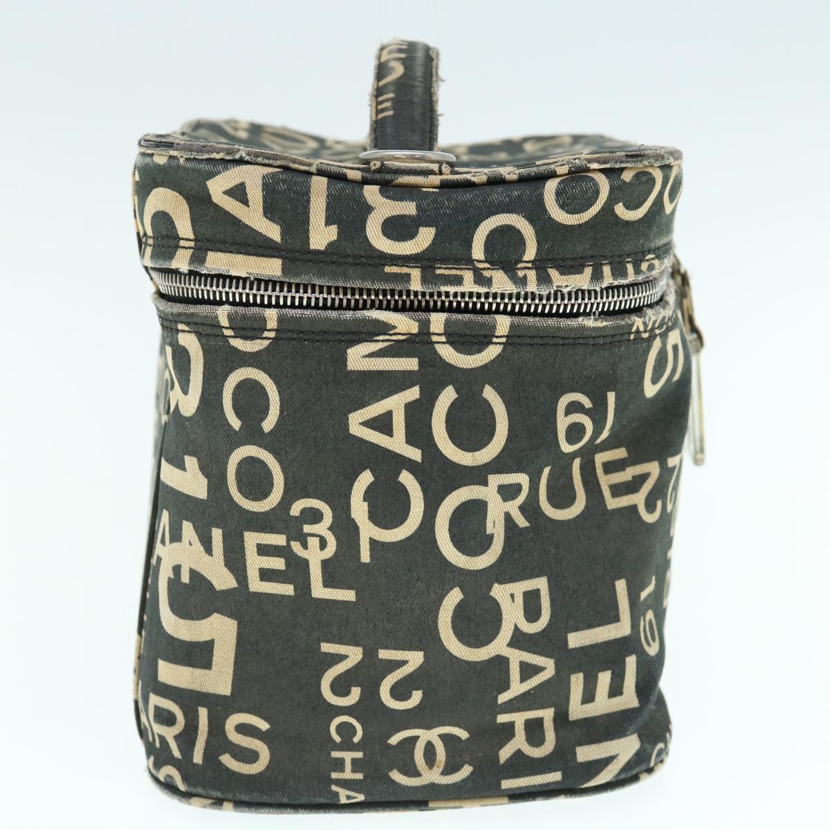 Chanel Bycy Vanity Cosmetic Pouch Canvas Black CC Auth bs