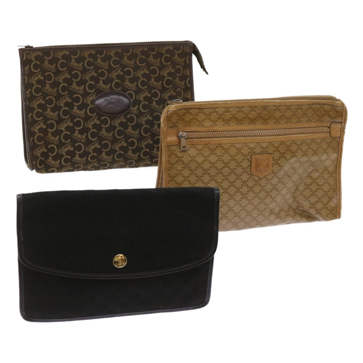 Luxury Macadam Clutch Bag Set Beige Canvas Black