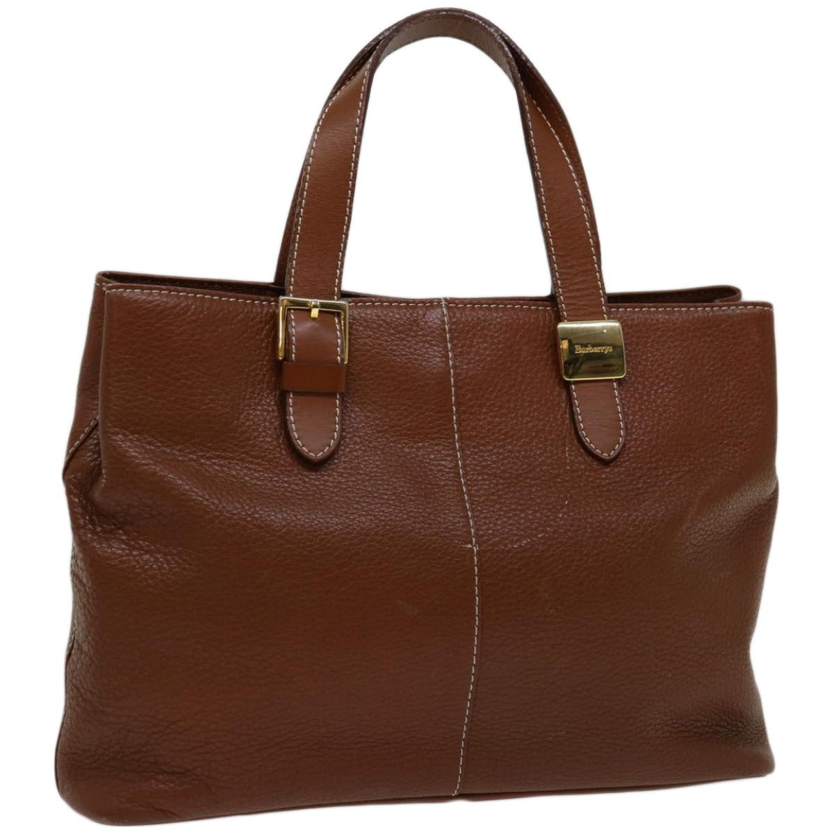 Burberry Luxury ss Hand Bag Auth Bs12032 Leather Brown Travel Bag