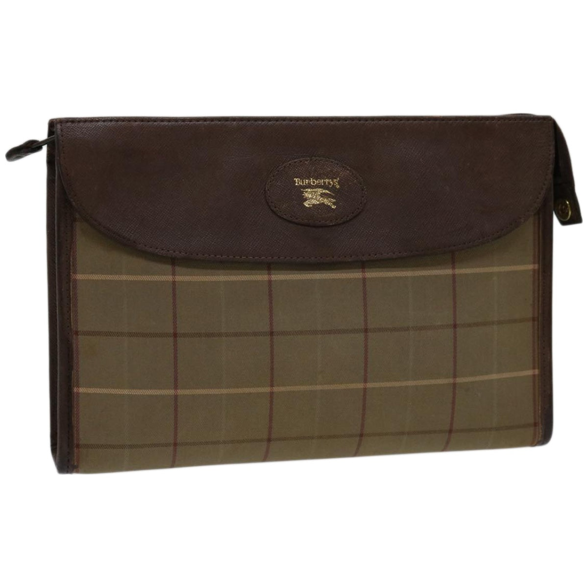 Burberry Luxury ss Nova Check Clutch Bag Auth Bs12054 Canvas Brown