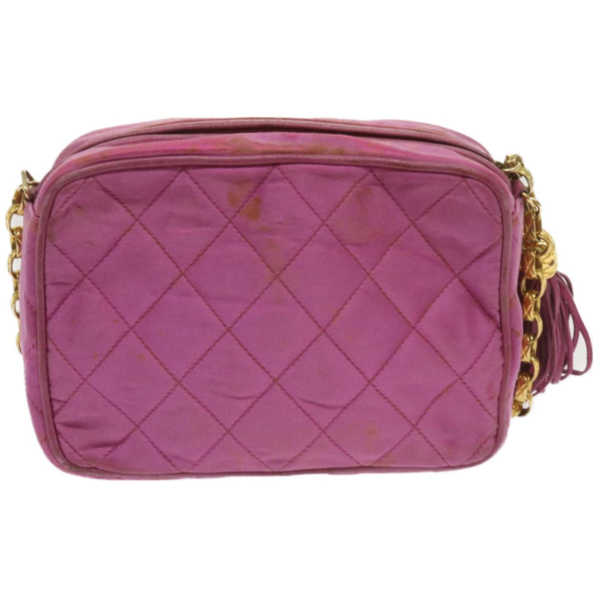 Chanel Chain Shoulder Bag Satin Pink CC Auth bs