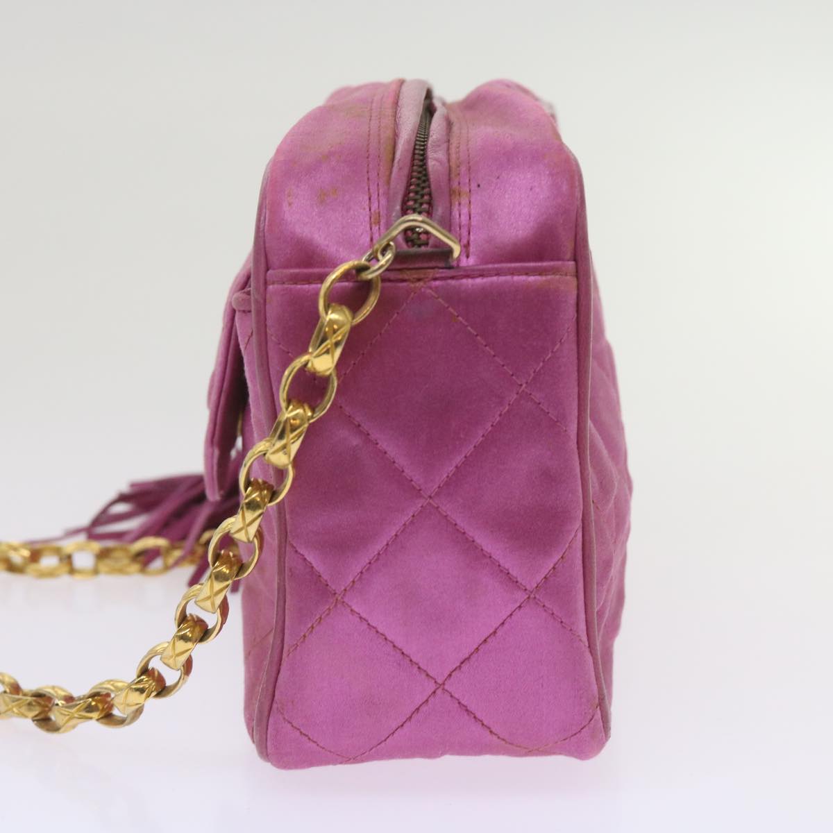 Chanel Chain Shoulder Bag Satin Pink CC Auth bs