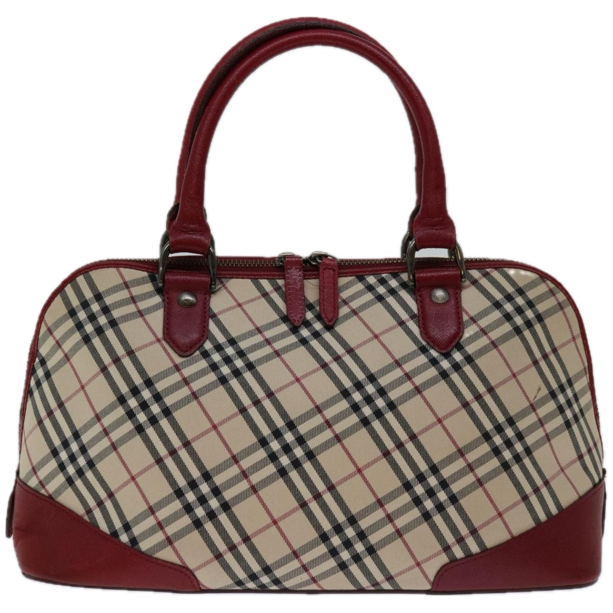 Burberry Luxury Nova Check Hand Bag Auth Bs12476 Canvas Beige Red Travel Bag