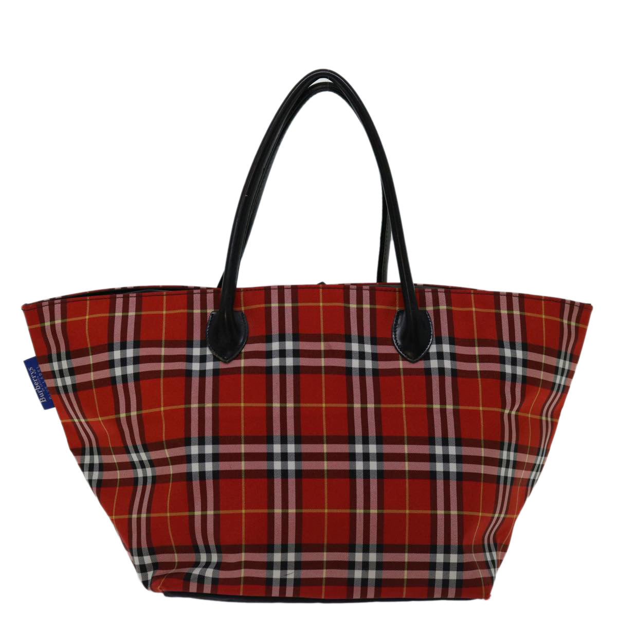 Burberry Luxury ss Nova Check Label Hand Bag Auth Nylon Blue Red Travel Bag