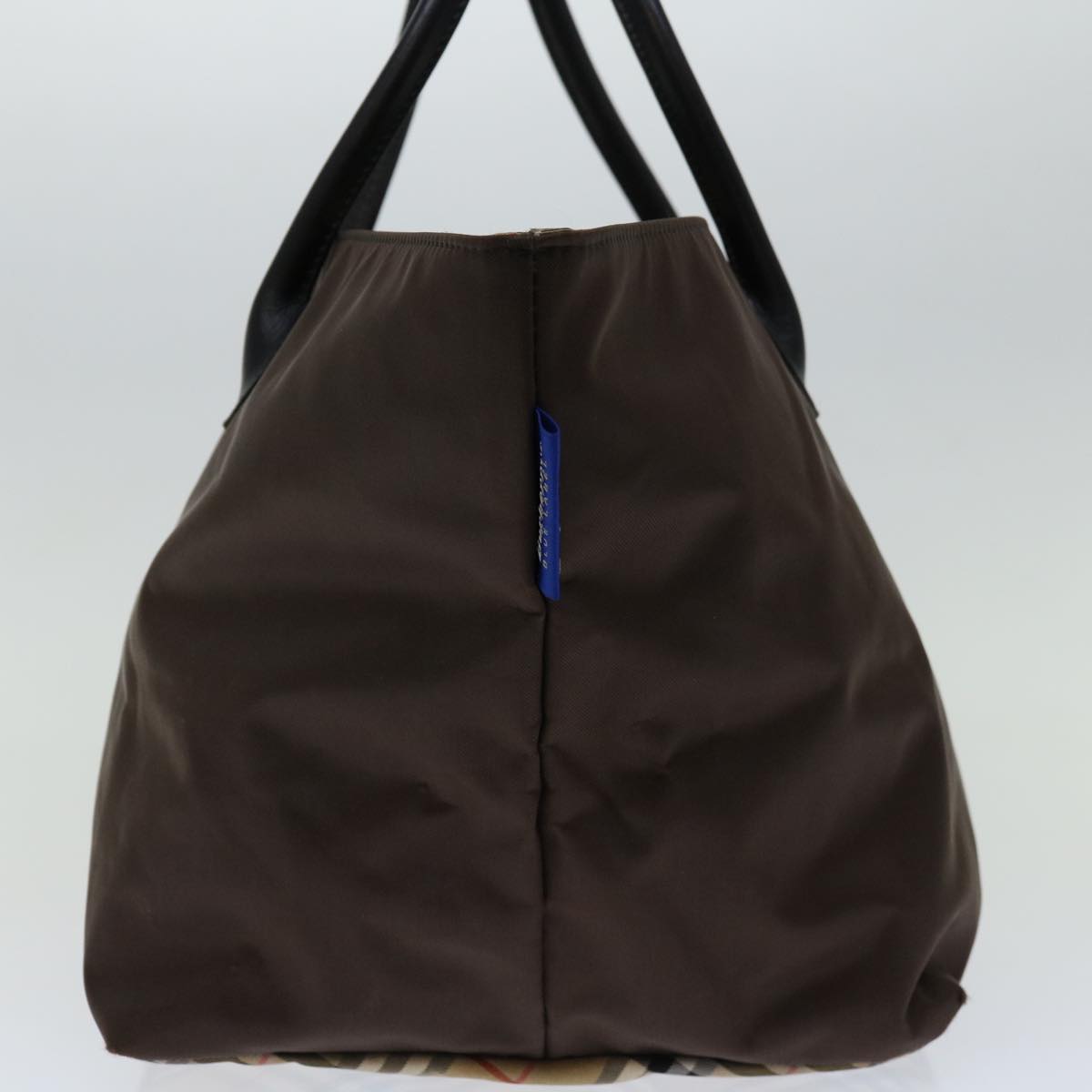 Burberry Luxury ss Label Hand Bag Auth Bs12550 Nylon Brown Blue Travel Bag