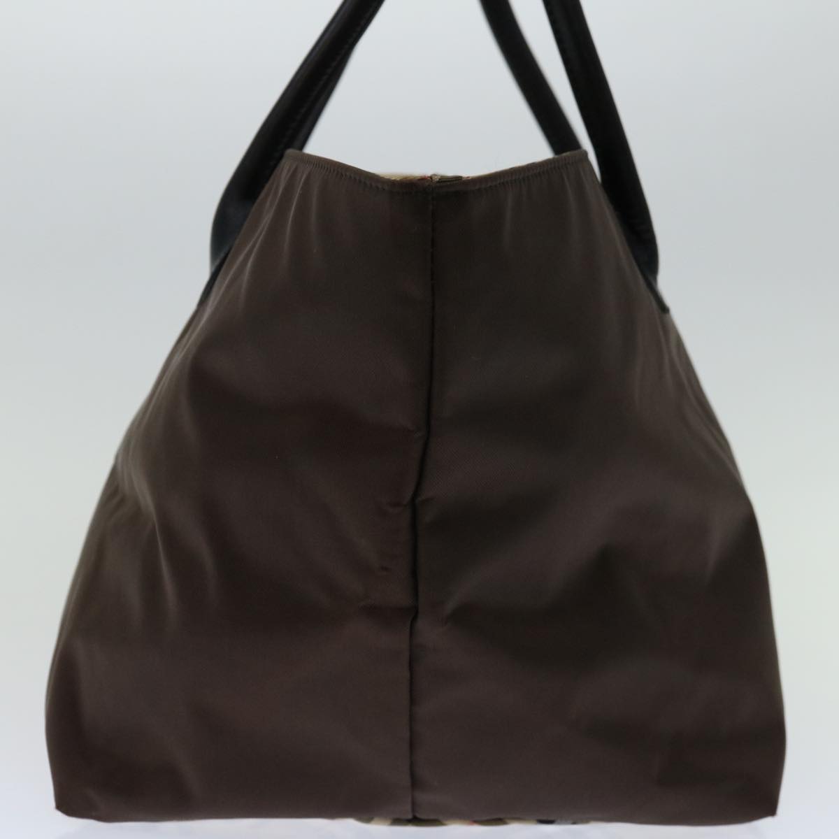 Burberry Luxury ss Label Hand Bag Auth Bs12550 Nylon Brown Blue Travel Bag