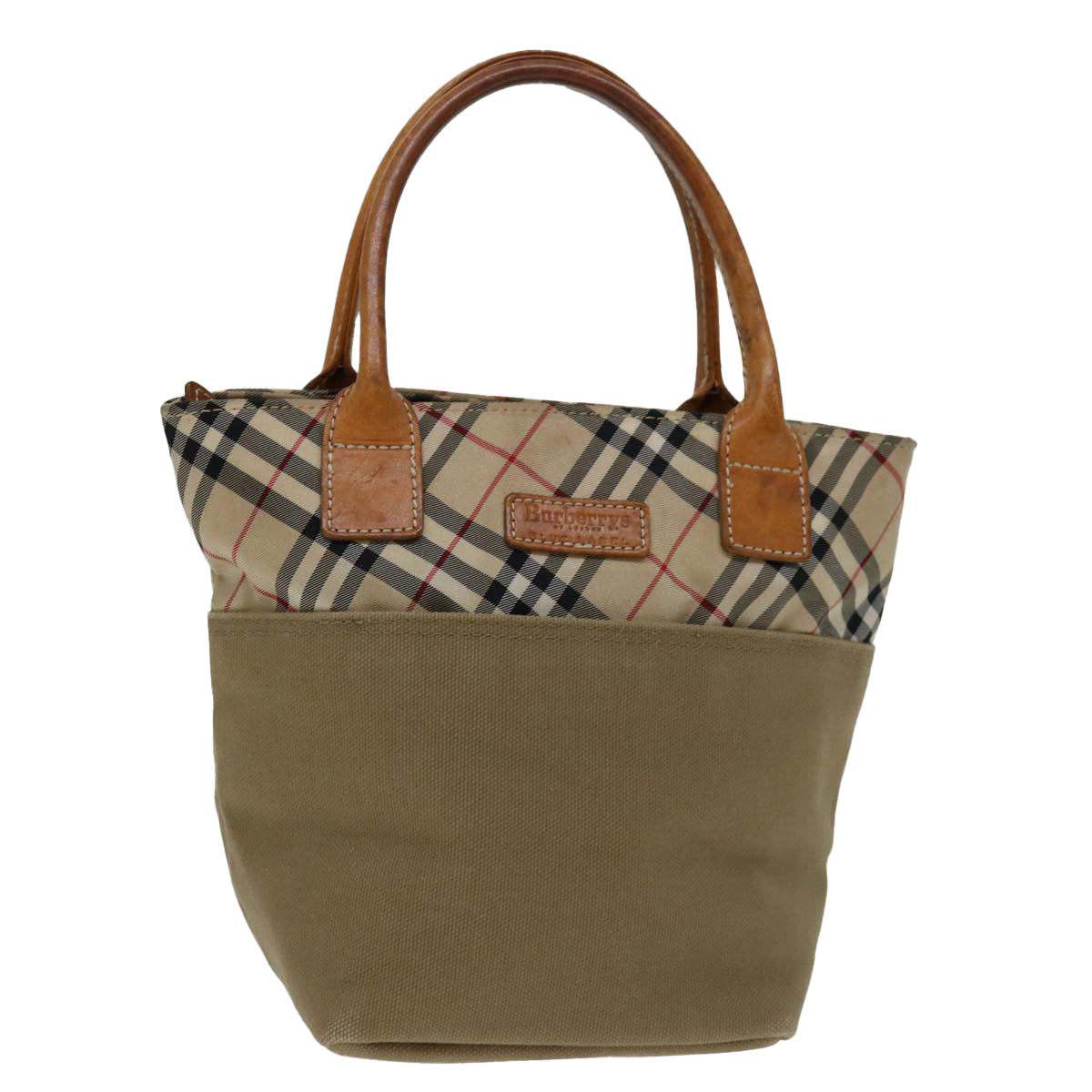 Burberry Luxury ss Label Hand Bag Auth Bs12583 Canvas Beige Blue Travel Bag