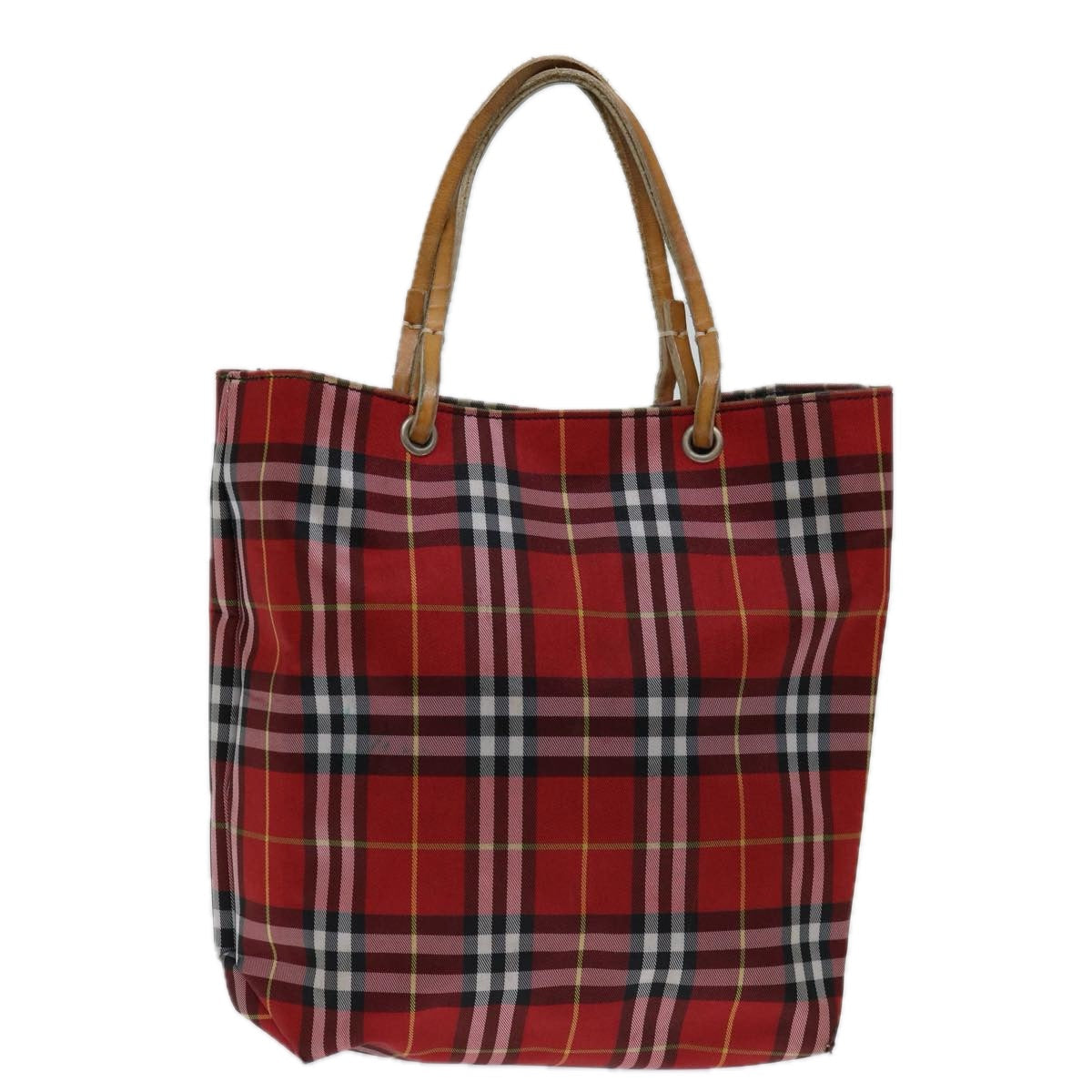 Burberry Luxury Nova Check Hand Bag Auth Bs12782 Nylon Red Travel Bag