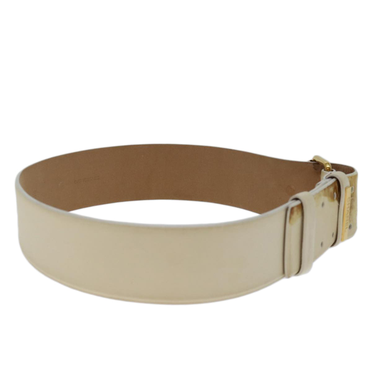 Chanel Belt Lamb Skin ." Beige CC Auth bs