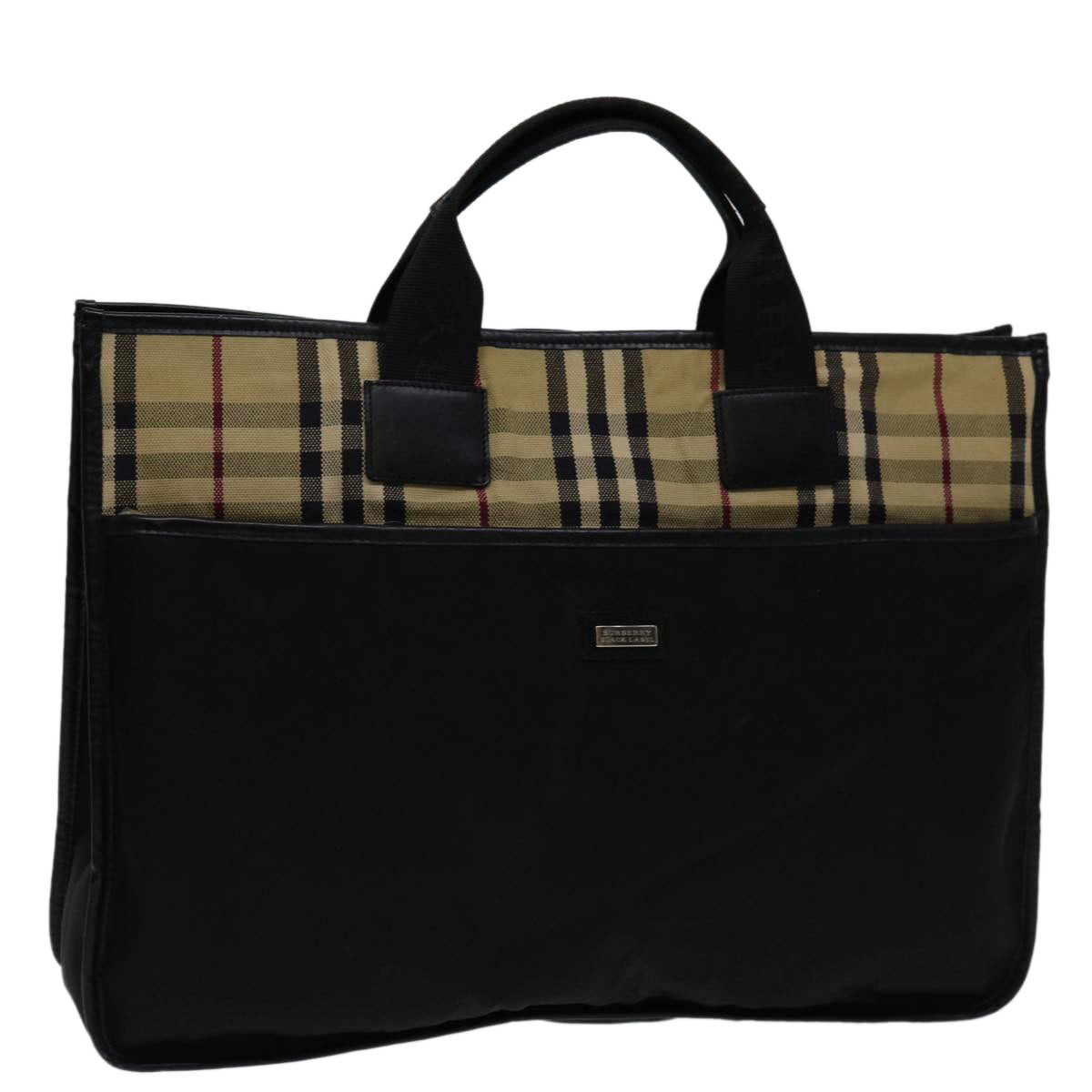 Burberry Luxury Nova Check Hand Bag Auth Bs13067 Nylon Brown Beige Travel Bag