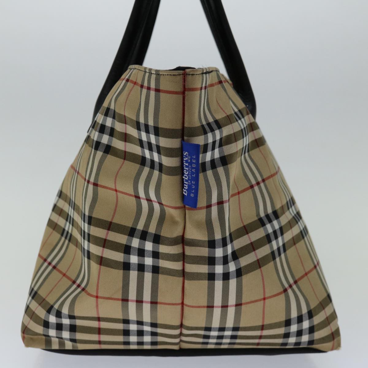 Burberry Luxury ss Nova Check Label Hand Bag Auth Nylon Beige Blue Travel Bag Beige Auth Bs13235