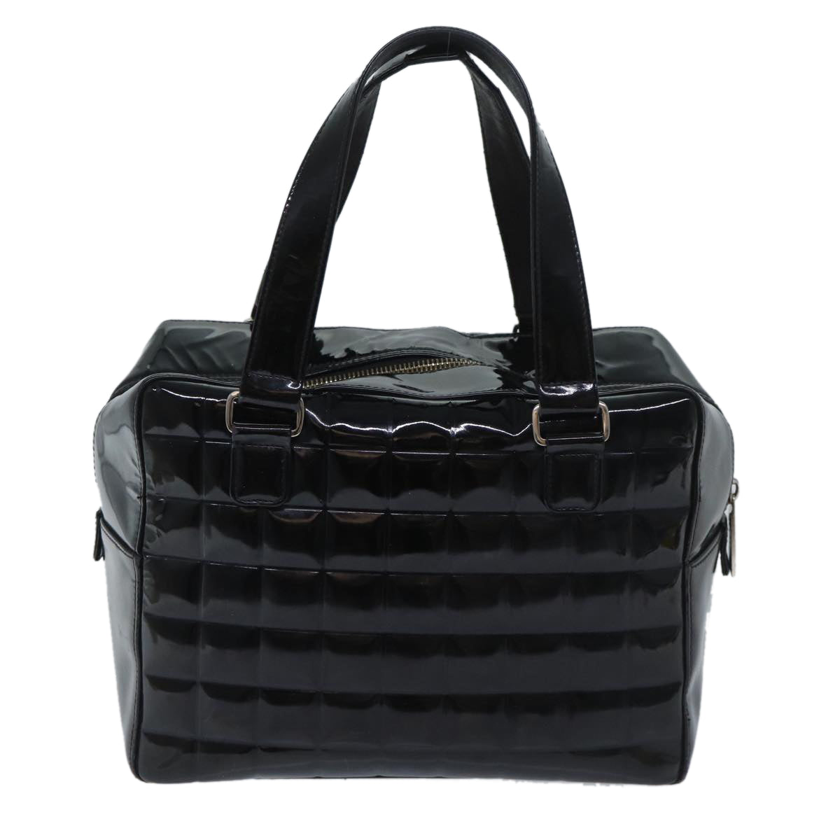 Chanel COCO Mark Choco Bar Hand Bag Patent leather Black CC Auth bs