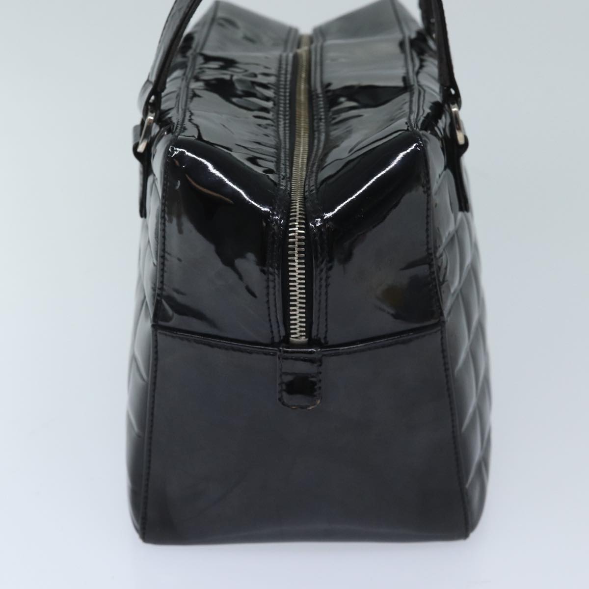 Chanel COCO Mark Choco Bar Hand Bag Patent leather Black CC Auth bs
