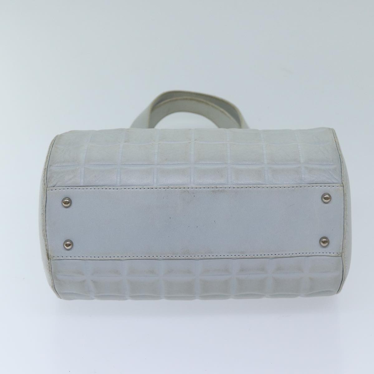 Chanel COCO Mark Choco Bar Shoulder Bag Lamb Skin Blue CC Auth bs