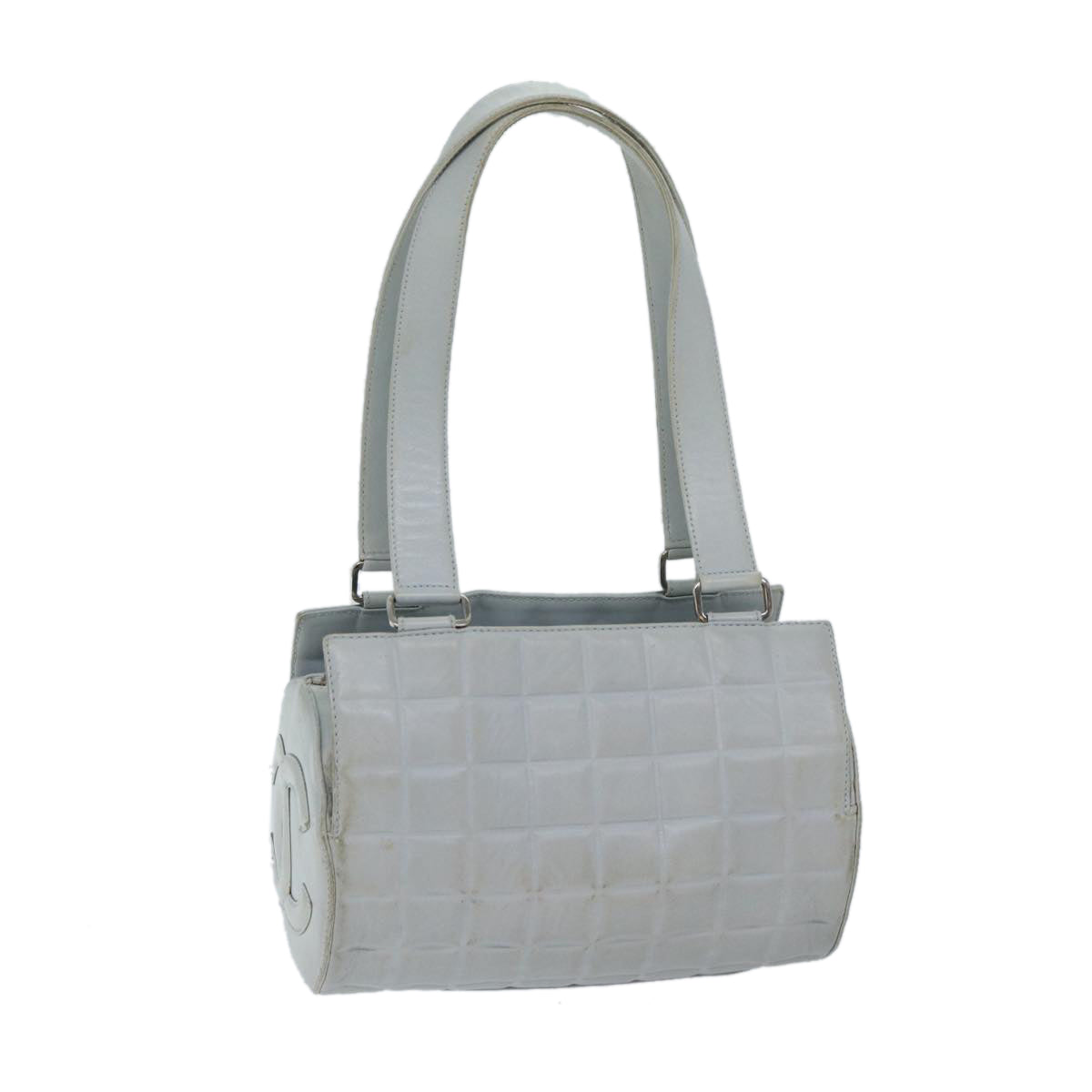 Chanel COCO Mark Choco Bar Shoulder Bag Lamb Skin Blue CC Auth bs