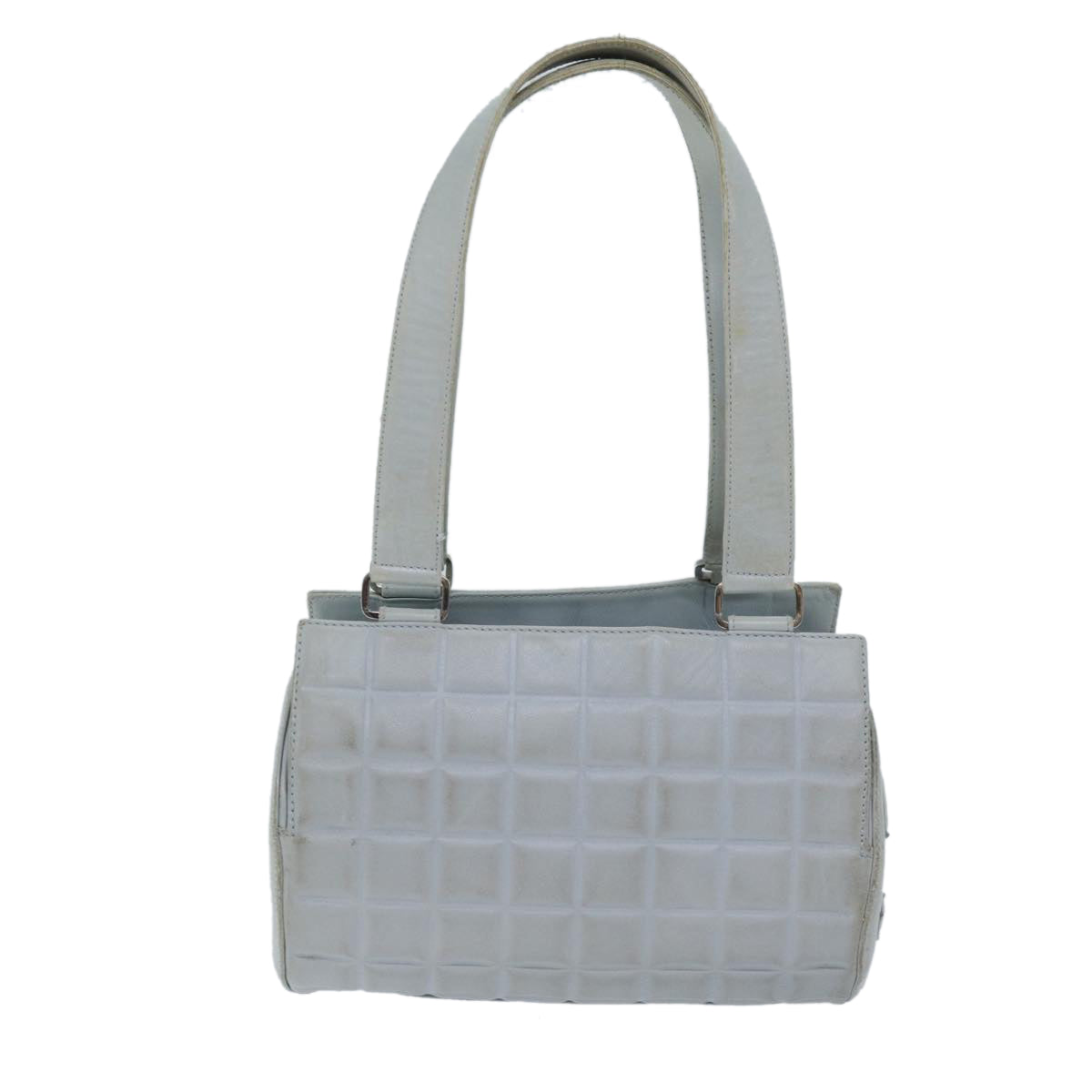 Chanel COCO Mark Choco Bar Shoulder Bag Lamb Skin Blue CC Auth bs