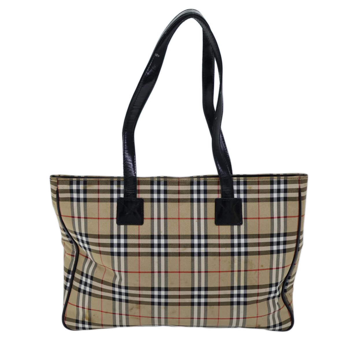 Burberry Luxury ss Nova Check Label Tote Bag Auth Nylon Black Beige Black Auth Bs13687