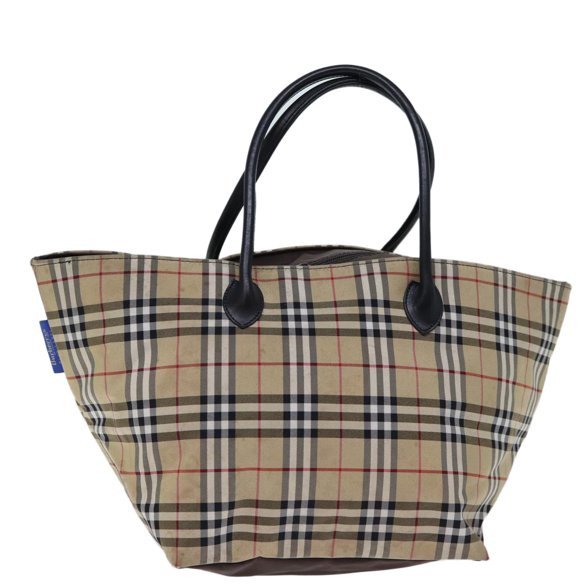 Burberry Luxury ss Nova Check Label Tote Bag Auth Nylon Brown Beige Brown Auth Bs13688