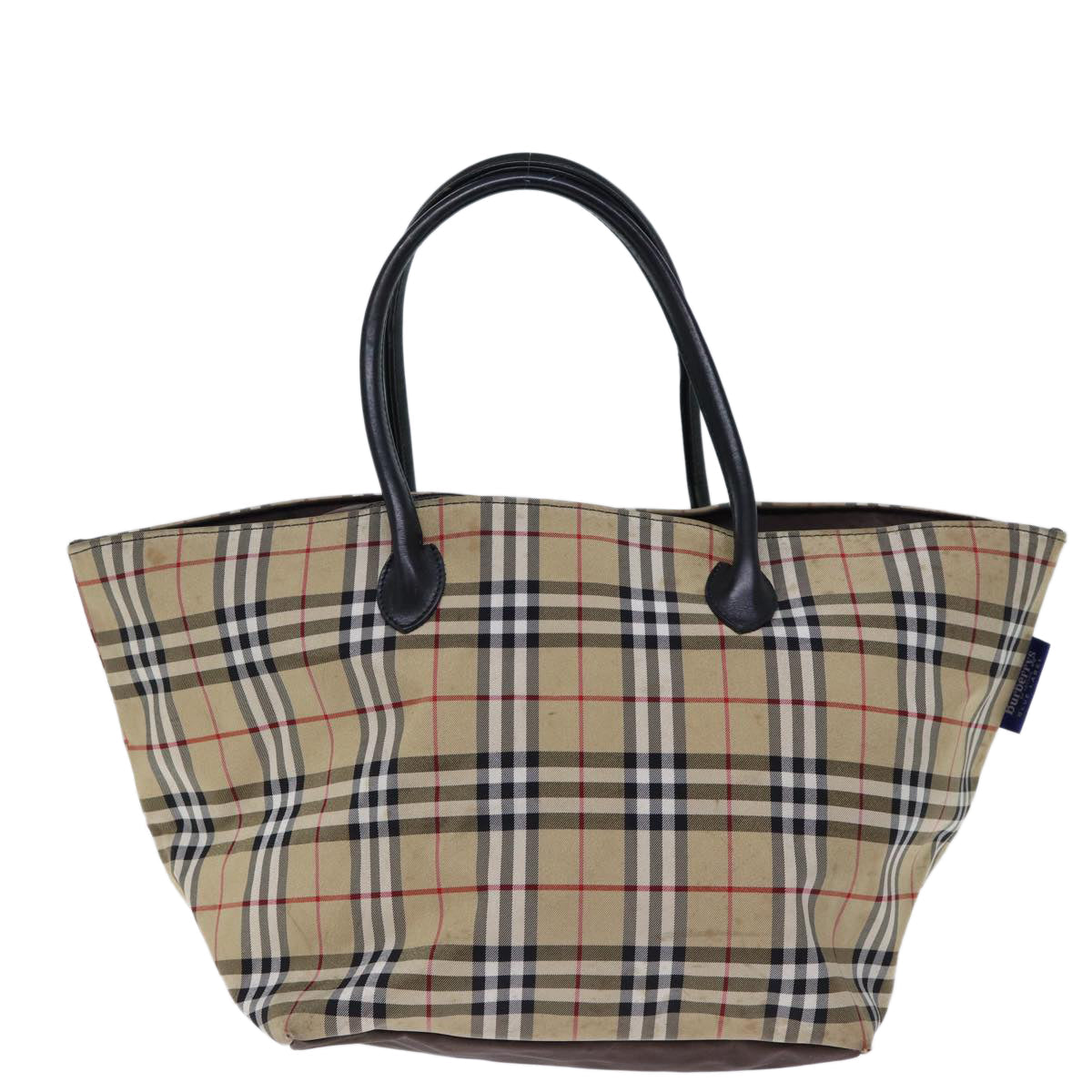 Burberry Luxury ss Nova Check Label Tote Bag Auth Nylon Brown Beige Brown Auth Bs13688