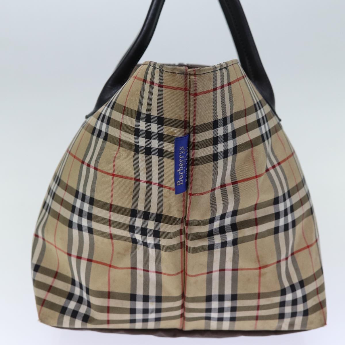 Burberry Luxury ss Nova Check Label Tote Bag Auth Nylon Brown Beige Brown Auth Bs13688