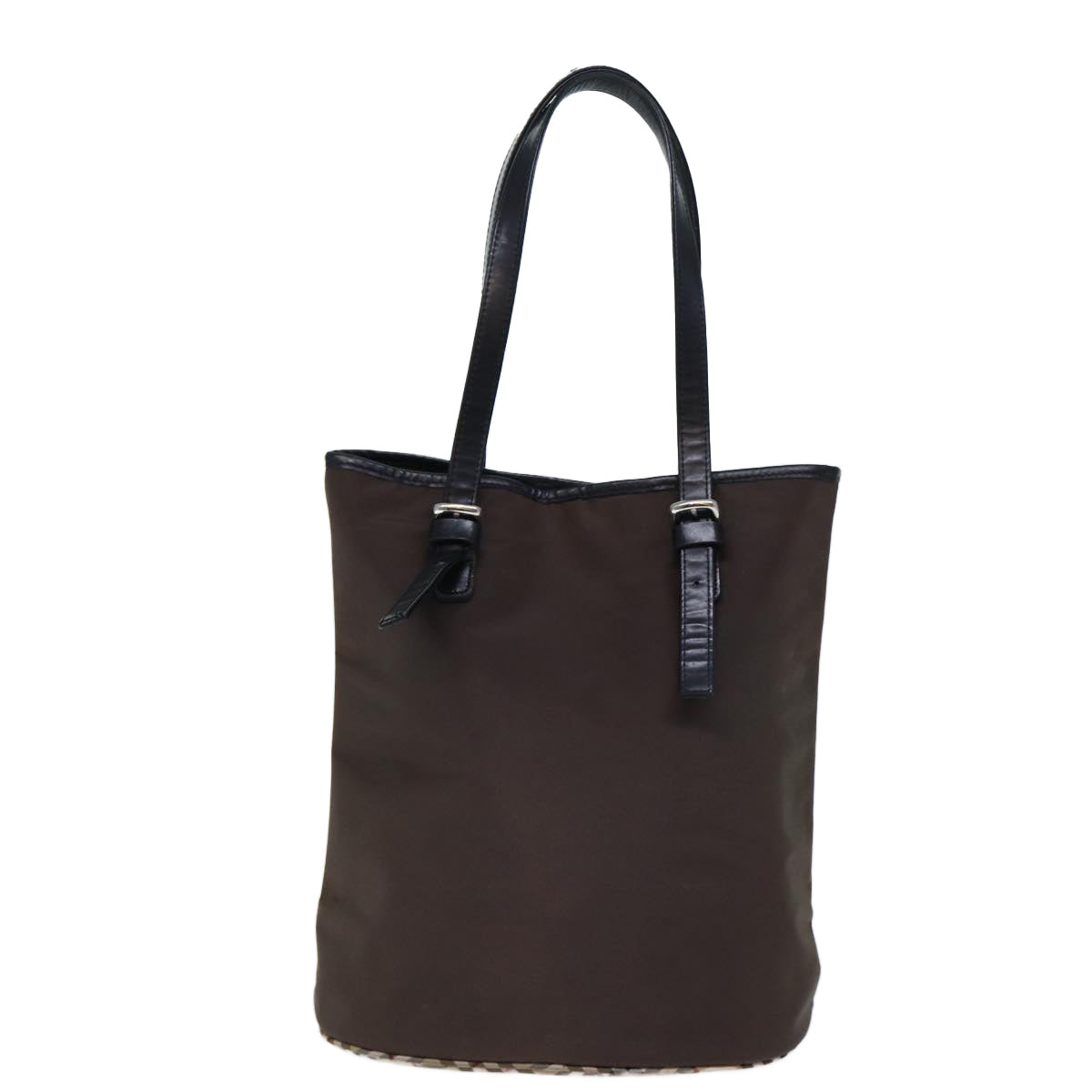 Burberry Luxury ss Nova Check Label Shoulder Bag Auth Nylon Brown Beige