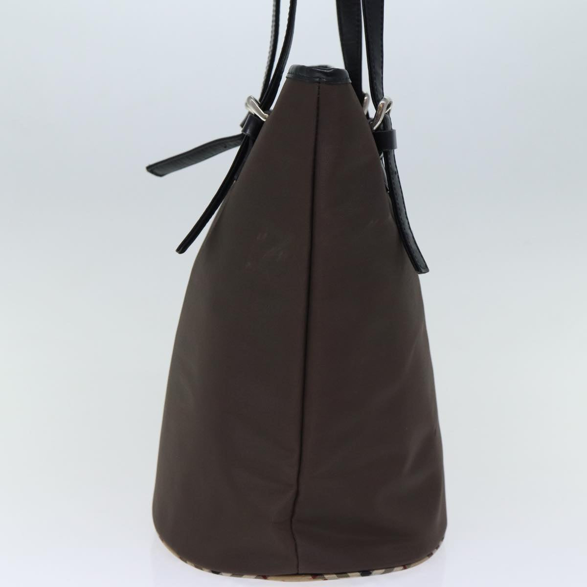 Burberry Luxury ss Nova Check Label Shoulder Bag Auth Nylon Brown Beige