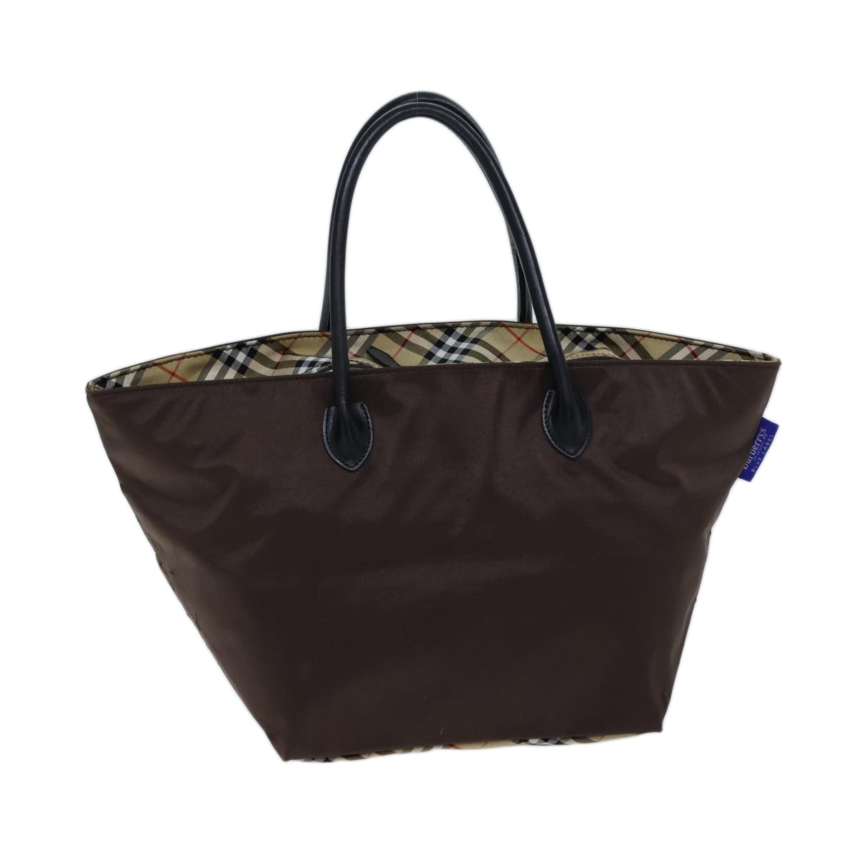Burberry Luxury ss Nova Check Label Hand Bag Auth Nylon Black Brown Travel Bag Black Auth Bs13693