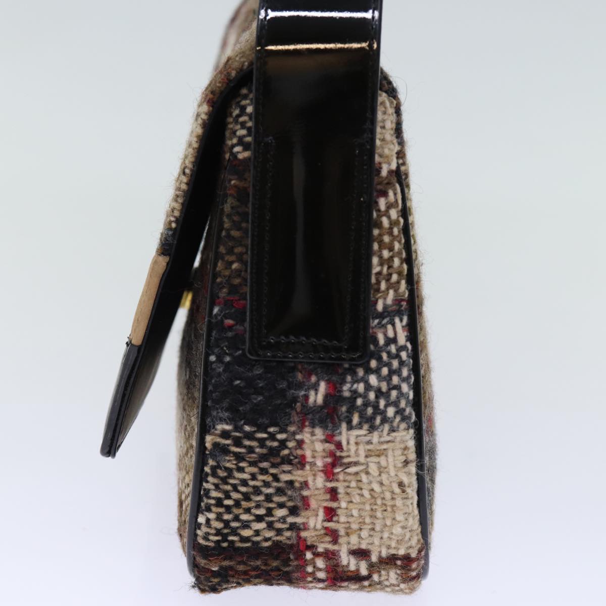 Burberry Luxury Nova Check Shoulder Bag Wool Auth Bs13694 Beige
