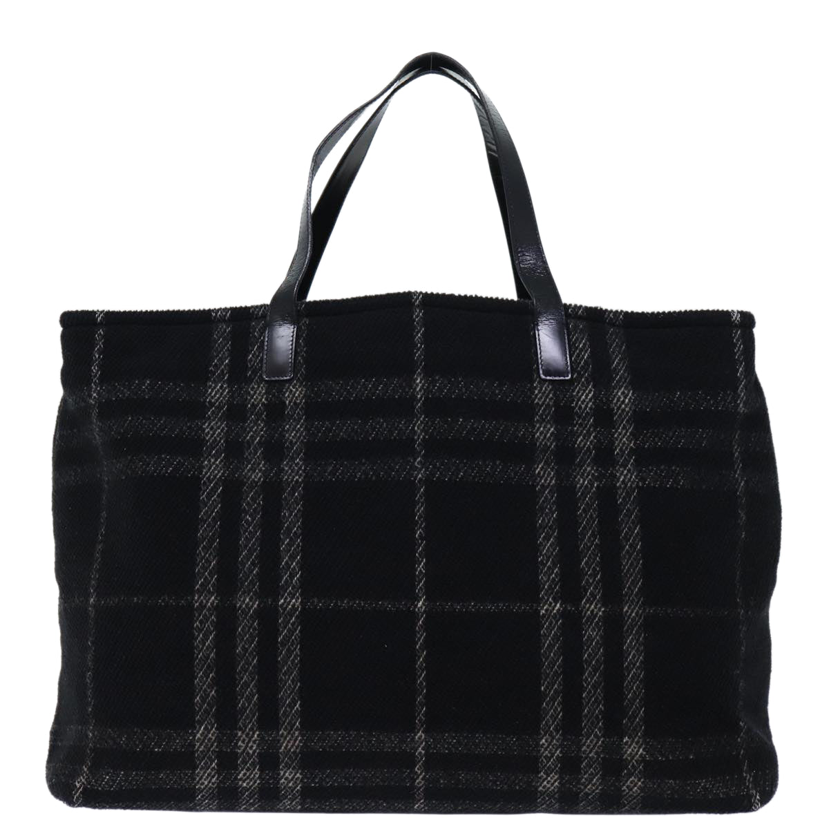 Burberry Luxury Nova Check Hand Bag Wool Auth Bs13719 Black Travel Bag