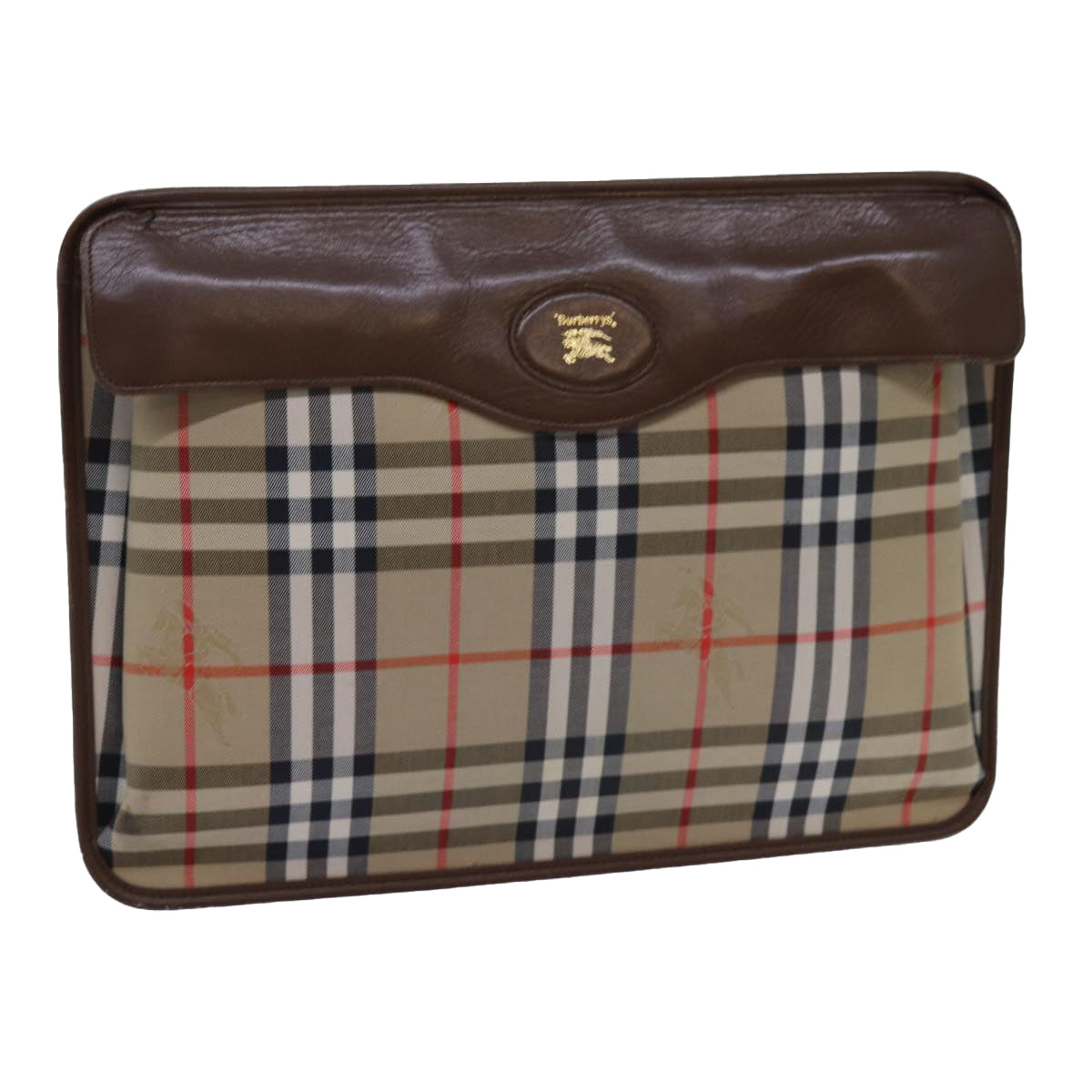 Burberry Luxury ss Nova Check Clutch Bag Auth Bs13819 Canvas Beige