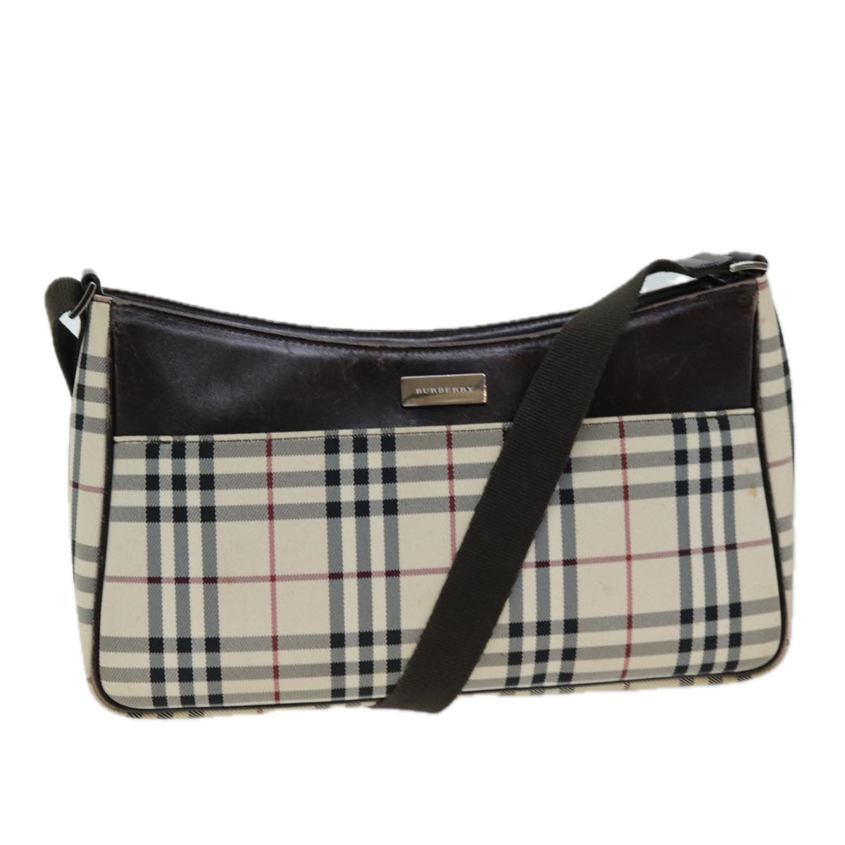 Burberry Luxury Nova Check Shoulder Bag Auth Bs13859 Canvas Beige